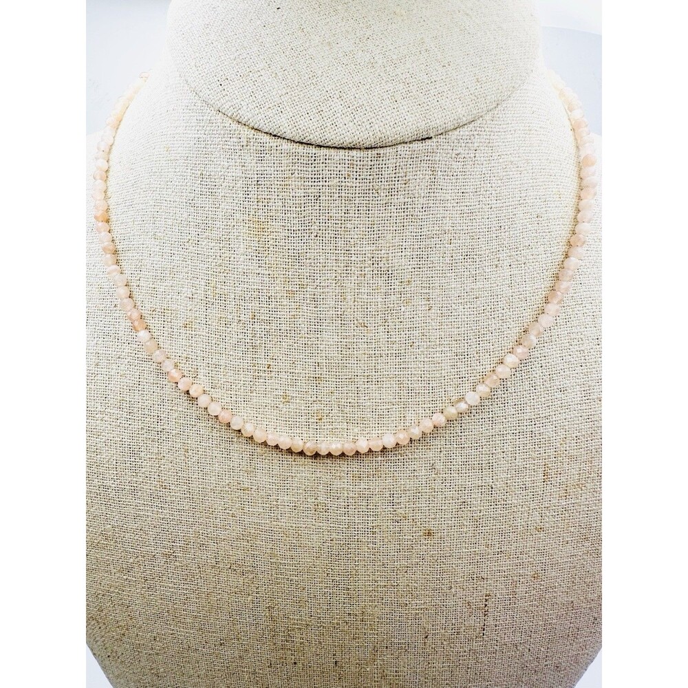 natural 3.2mm Peach Moonstone Beaded Toggle Necklace 16”
